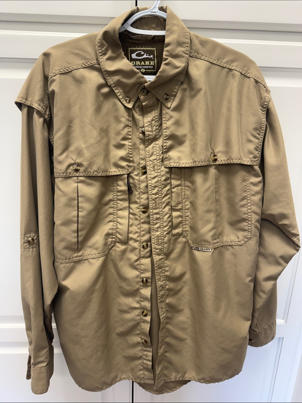 Drake Men's Lightweight Tan Button-Front Shirt Jacket